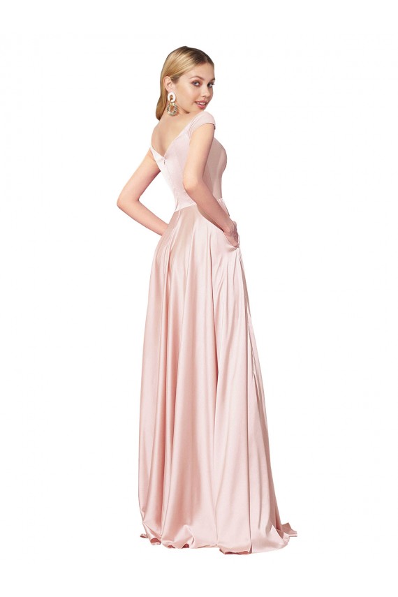 Long Sleeveless Satin Pink A-Line Formal Evening Gown / Prom Dress / Bridesmaid Dress Edmonton