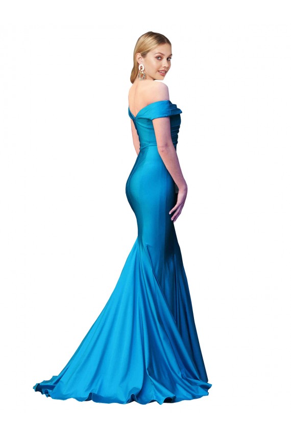 Long Sleeveless Satin Peacock Blue Mermaid Formal Evening Gown / Prom Dress / Bridesmaid Dress Edmonton