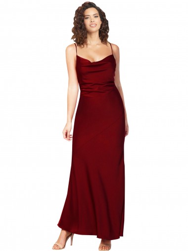 Long Sleeveless Silk like Satin Burgundy Sheath Black Tie Evening Gown / Prom Dress / Bridesmaid Dress Edmonton