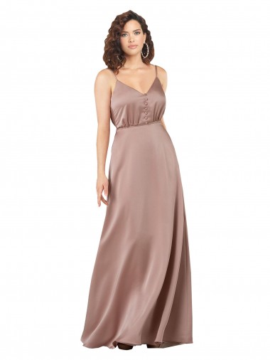 Long Sleeveless Silk like Satin Dusty Pink A-Line Formal Evening Gown / Bridesmaid Dress Edmonton