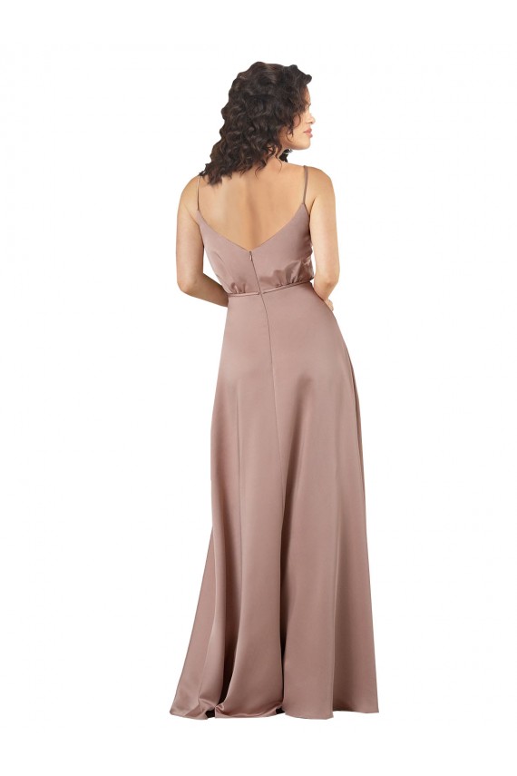 Long Sleeveless Silk like Satin Dusty Pink A-Line Formal Evening Gown / Bridesmaid Dress Edmonton