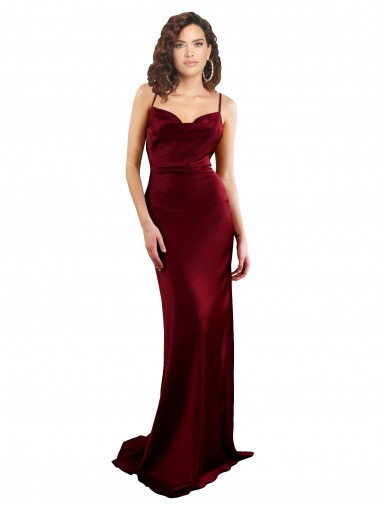 Long Sleeveless Silk like Satin Burgundy Sheath Formal Evening Gown / Prom Dress / Bridesmaid Dress Edmonton