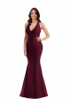 Long Sleeveless Silk like Satin Burgundy Mermaid Formal Plus Size Evening Gown / Prom Dress / Bridesmaid Dress Edmonton