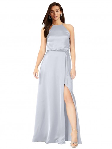 Long Sleeveless Silk like Satin Fog A-Line Formal Evening Gown / Bridesmaid Dress Edmonton