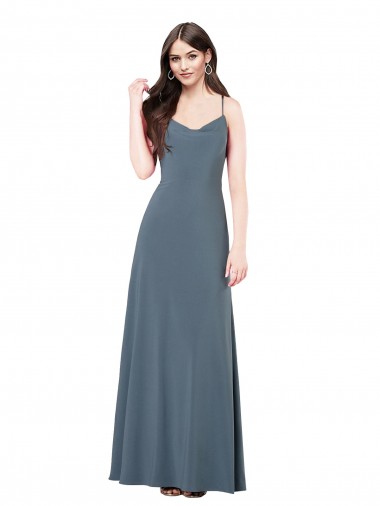 Long Sleeveless Spandex Slate Grey A-Line Prom Dress / Bridesmaid Dress Edmonton
