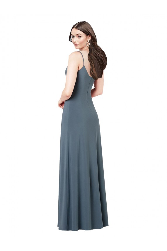 Long Sleeveless Spandex Slate Grey A-Line Prom Dress / Bridesmaid Dress Edmonton