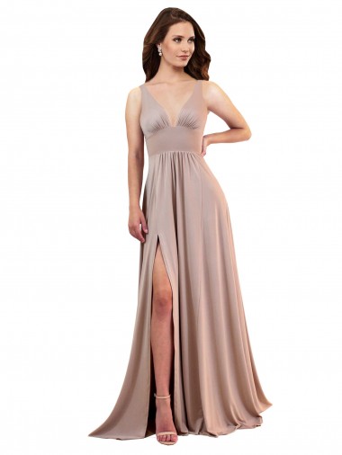 Long Sleeveless Spandex Dusty Pink A-Line Black Tie Evening Gown / Prom Dress / Bridesmaid Dress Edmonton