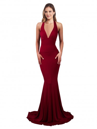 Long Sleeveless Spandex Burgundy Mermaid Formal Evening Gown / Prom Dress / Bridesmaid Dress Edmonton