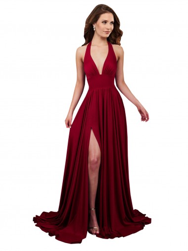 Long Sleeveless Spandex Burgundy A-Line Black Tie Evening Gown / Prom Dress / Bridesmaid Dress Edmonton
