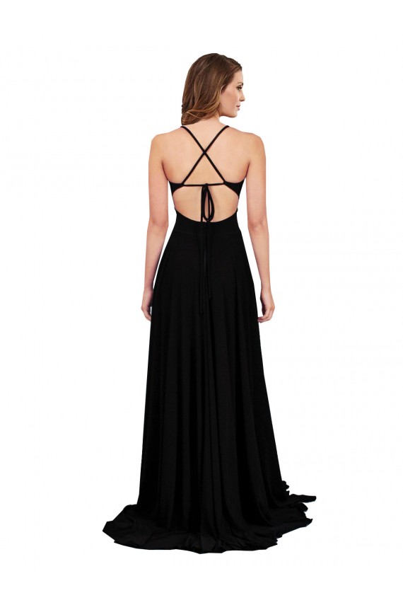 Long Sleeveless Spandex Black A-Line Black Tie Evening Gown / Prom Dress / Bridesmaid Dress Edmonton