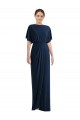 Short Sleeves Long Spandex Dark Navy Sheath Semi Formal Evening Dress / Prom Dress / Bridesmaid Dress Edmonton