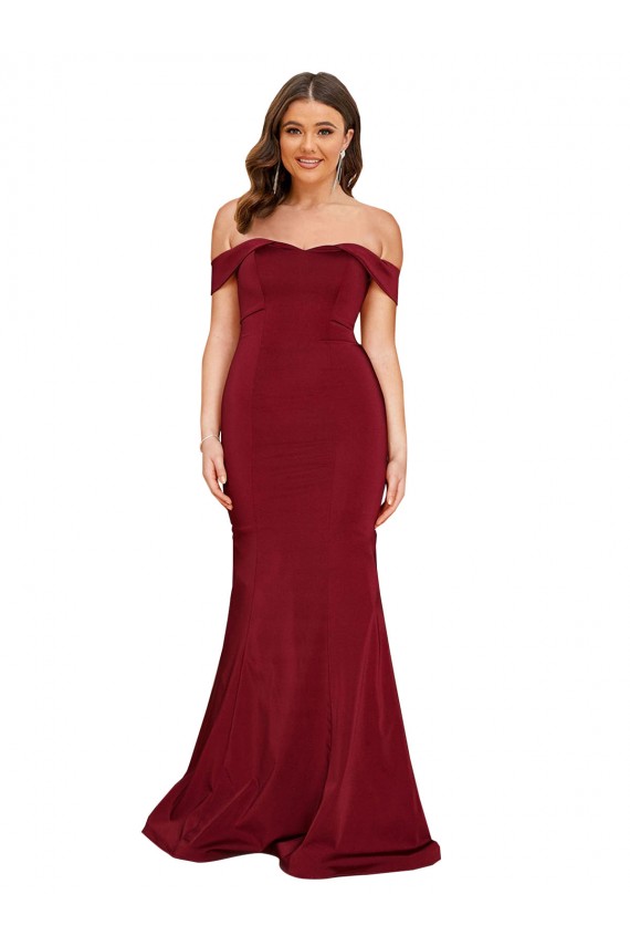 Long Sleeveless Spandex Burgundy Mermaid Formal Plus Size Evening Gown / Prom Dress / Bridesmaid Dress Edmonton