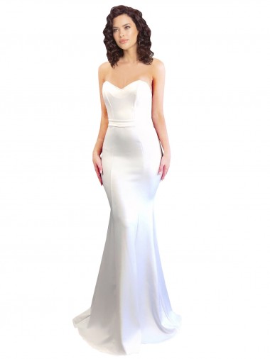 Long Sleeveless Stretch Crepe White Mermaid Formal Evening Gown / Prom Dress / Bridesmaid Dress Edmonton