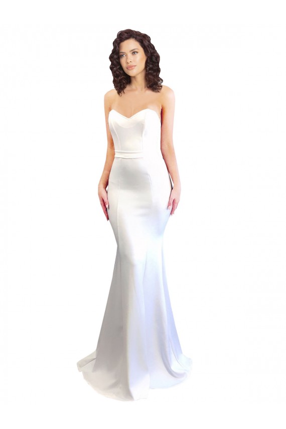 Long Sleeveless Stretch Crepe White Mermaid Formal Evening Gown / Prom Dress / Bridesmaid Dress Edmonton