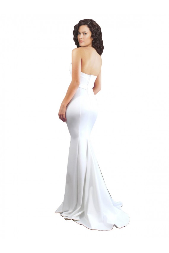 Long Sleeveless Stretch Crepe White Mermaid Formal Evening Gown / Prom Dress / Bridesmaid Dress Edmonton