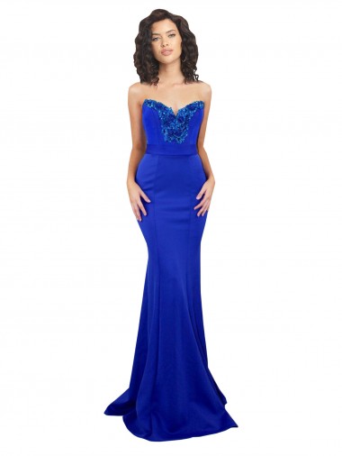 Long Sleeveless Stretch Crepe Royal Blue Mermaid Formal Evening Gown / Prom Dress / Bridesmaid Dress Edmonton