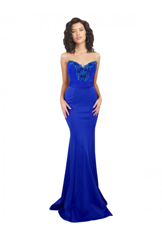 Long Sleeveless Stretch Crepe Royal Blue Mermaid Formal Evening Gown / Prom Dress / Bridesmaid Dress Edmonton
