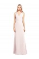 Long Sleeveless Stretch Crepe Pink V-Neck Trumpet Semi Formal Evening Dress / Prom Dress / Bridesmaid Dress Edmonton