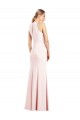 Long Sleeveless Stretch Crepe Pink V-Neck Trumpet Semi Formal Evening Dress / Prom Dress / Bridesmaid Dress Edmonton