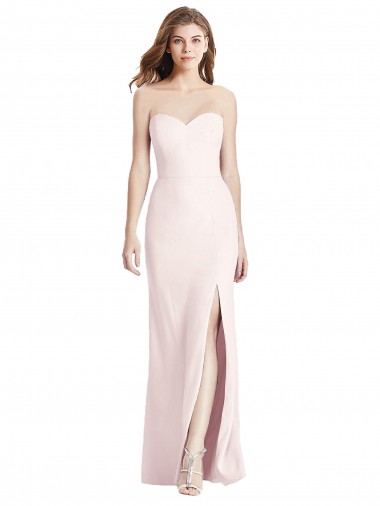 Long Sleeveless Stretch Crepe Pink Sweetheart Trumpet Semi Formal Evening Dress / Prom Dress / Bridesmaid Dress Edmonton