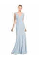 Long Sleeveless Stretch Crepe Light Sky Blue V-Neck Trumpet Bridesmaid Dress / Formal Dress Edmonton