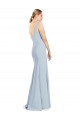 Long Sleeveless Stretch Crepe Light Sky Blue V-Neck Trumpet Bridesmaid Dress / Formal Dress Edmonton