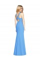 Long Sleeveless Stretch Crepe Peacock Blue Trumpet Semi Formal Evening Dress / Prom Dress / Bridesmaid Dress Edmonton
