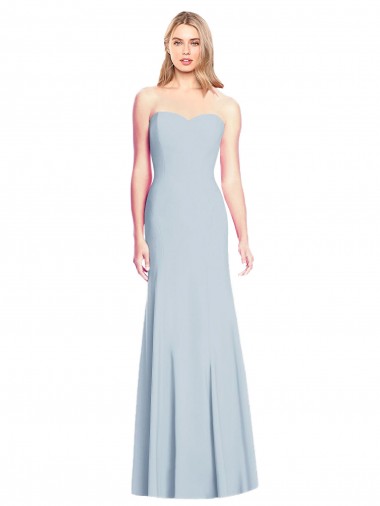 Long Sleeveless Stretch Crepe Light Sky Blue Sweetheart Trumpet Formal Dress / Bridesmaid Dress Edmonton