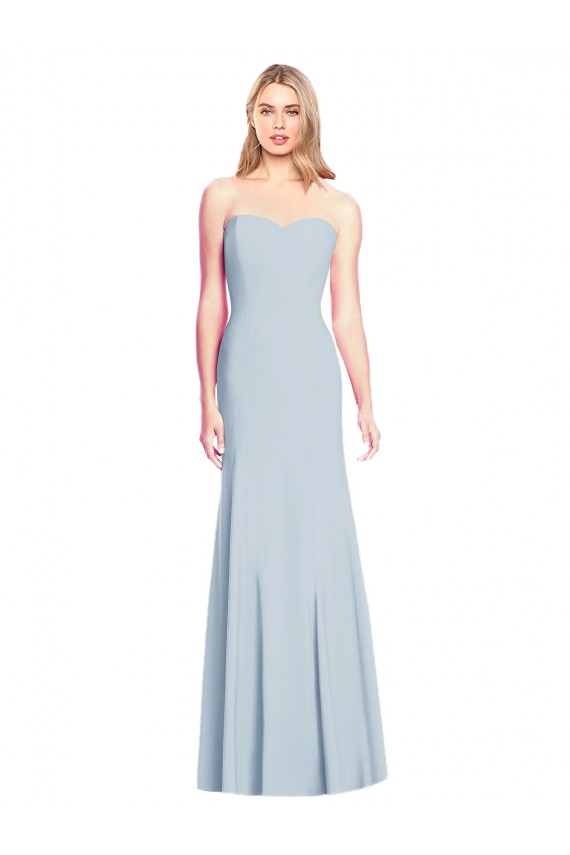 Long Sleeveless Stretch Crepe Light Sky Blue Sweetheart Trumpet Formal Dress / Bridesmaid Dress Edmonton