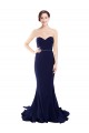 Sweep Train Sleeveless Stretch Crepe Dark Navy Mermaid Semi Formal Evening Dress / Prom Dress / Bridesmaid Dress Edmonton