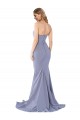 Long Sleeveless Stretch Crepe Smoke Blue Mermaid Formal Evening Gown / Prom Dress / Bridesmaid Dress Edmonton