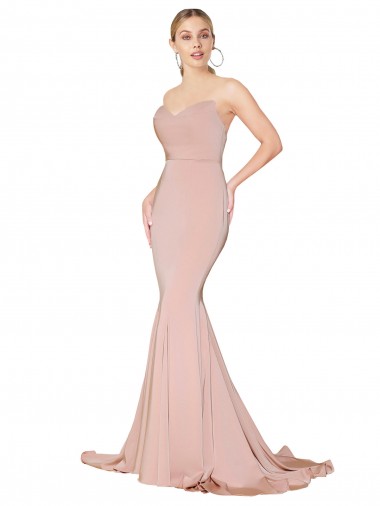 Long Sleeveless Stretch Crepe Mauve Mermaid Formal Dress / Bridesmaid Dress Edmonton