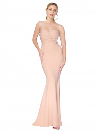 Long Sleeveless Stretch Crepe Nude Mermaid Formal Dress / Bridesmaid Dress Edmonton