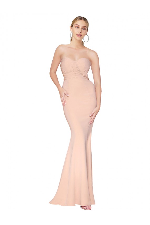 Long Sleeveless Stretch Crepe Nude Mermaid Formal Dress / Bridesmaid Dress Edmonton