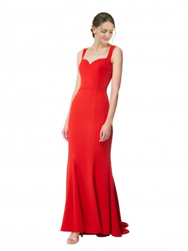 Long Sleeveless Stretch Crepe Red Mermaid Formal Evening Gown / Prom Dress / Bridesmaid Dress Edmonton