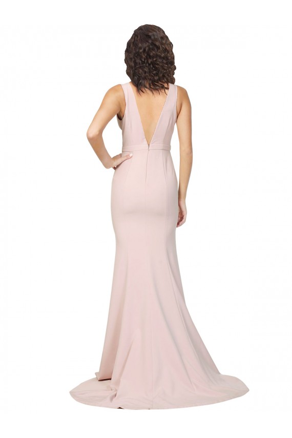 Sweep Train Sleeveless Stretch Crepe Pink Sheath Black Tie Evening Gown / Prom Dress / Bridesmaid Dress Edmonton