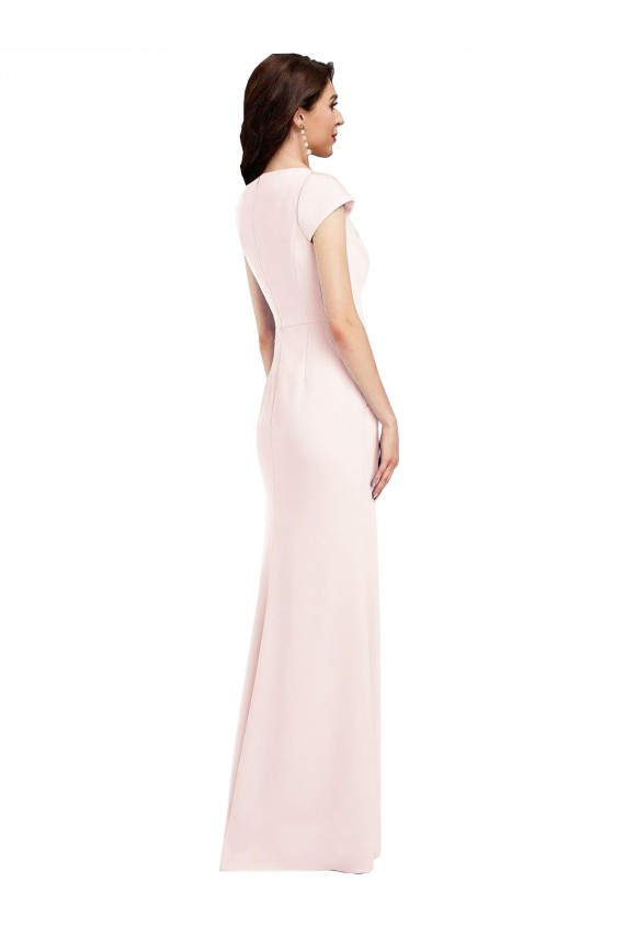 Long Cap Sleeves Stretch Crepe Pink A-Line Formal Evening Gown / Prom Dress / Bridesmaid Dress Edmonton