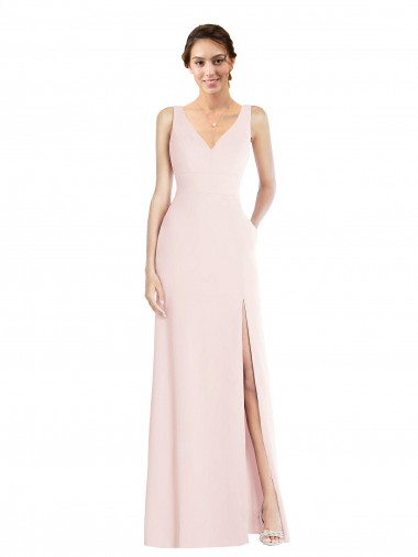 Long Sleeveless Stretch Crepe Pink A-Line Black Tie Evening Dress / Prom Dress / Bridesmaid Dress Edmonton