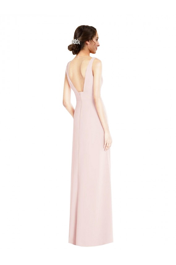Long Sleeveless Stretch Crepe Pink A-Line Black Tie Evening Dress / Prom Dress / Bridesmaid Dress Edmonton