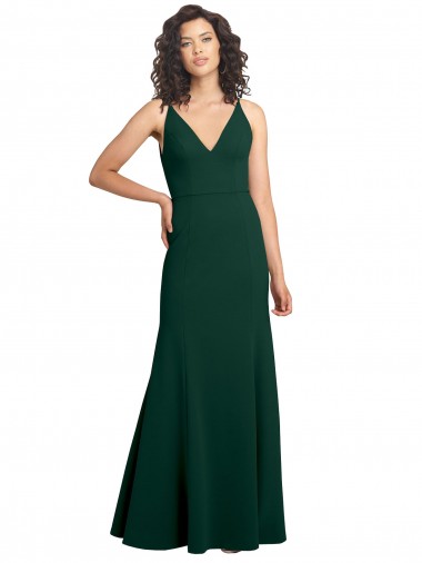 Long Sleeveless Stretch Crepe Midnight Green A-Line Formal Dress / Bridesmaid Dress Edmonton