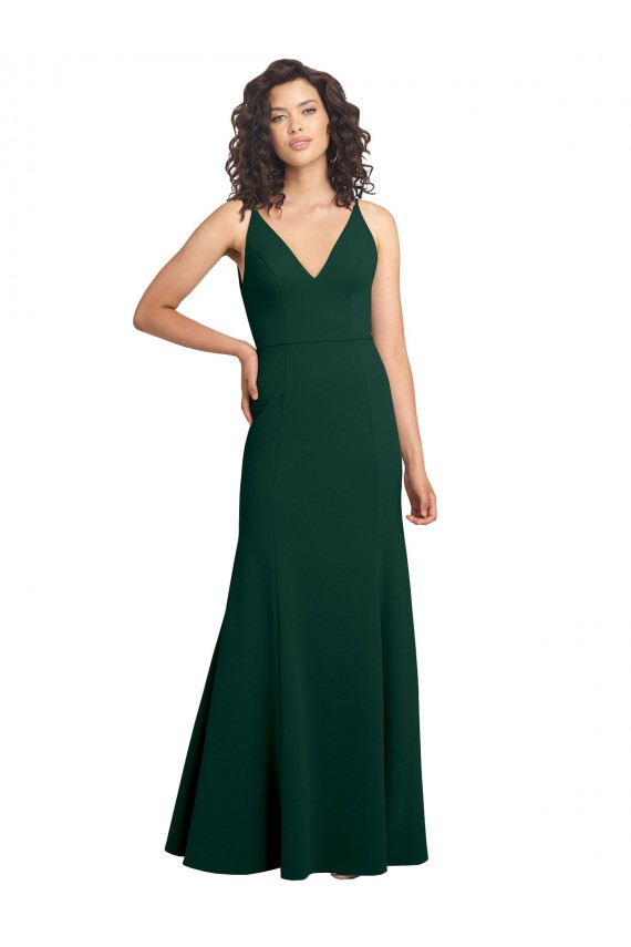 Long Sleeveless Stretch Crepe Midnight Green A-Line Formal Dress / Bridesmaid Dress Edmonton