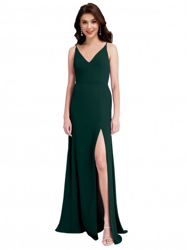 Long Sleeveless Stretch Crepe Midnight Green A-Line Formal Evening Gown / Prom Dress / Bridesmaid Dress Edmonton