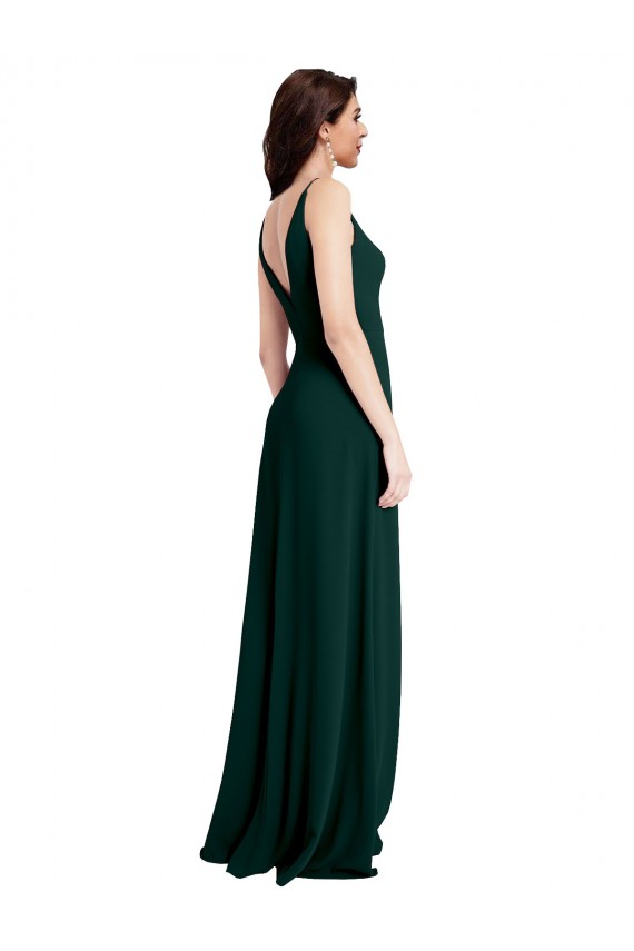 Long Sleeveless Stretch Crepe Midnight Green A-Line Formal Evening Gown / Prom Dress / Bridesmaid Dress Edmonton