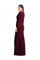 Long Puff Sleeves Stretch Crepe Burgundy Gold Trumpet Semi Formal Evening Dress / Prom Dress / Bridesmaid Dress Edmonton