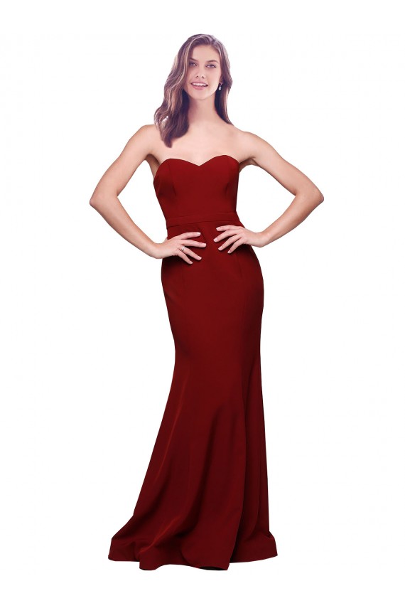 Long Sleeveless Stretch Crepe Burgundy Sheath Formal Evening Gown / Prom Dress / Bridesmaid Dress Edmonton