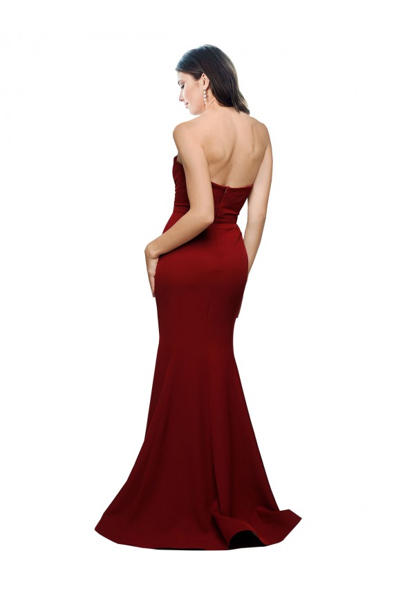 Long Sleeveless Stretch Crepe Burgundy Sheath Formal Evening Gown / Prom Dress / Bridesmaid Dress Edmonton