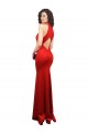 Long Sleeveless Stretch Satin Red Halter Neck Mermaid Formal Evening Gown / Prom Dress / Bridesmaid Dress Edmonton