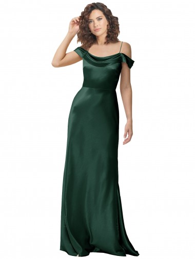 Long Sleeveless Stretch Satin Hunter Off the Shoulder A-Line Formal Evening Gown / Prom Dress / Bridesmaid Dress Edmonton