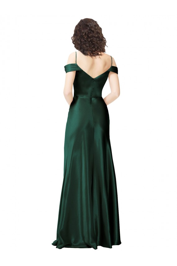 Long Sleeveless Stretch Satin Hunter Off the Shoulder A-Line Formal Evening Gown / Prom Dress / Bridesmaid Dress Edmonton