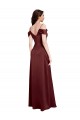 Long Sleeveless Stretch Satin Burgundy Gold A-Line Formal Dress / Bridesmaid Dress Edmonton